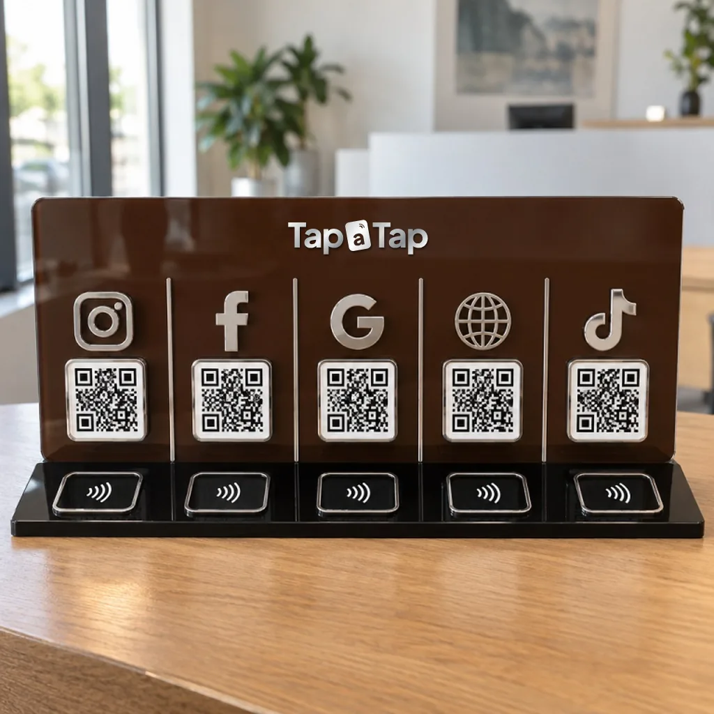 Multi-platform stand (5 QR + 5 NFC)